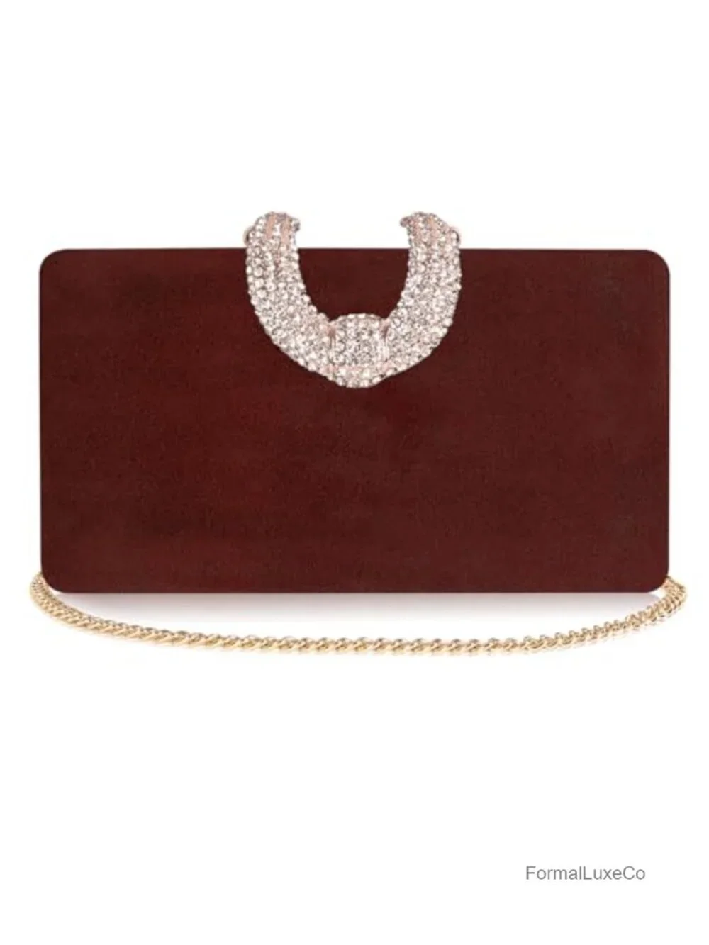Crystal-Encrusted Evening Clutch with Detachable Chain for Formal Parties